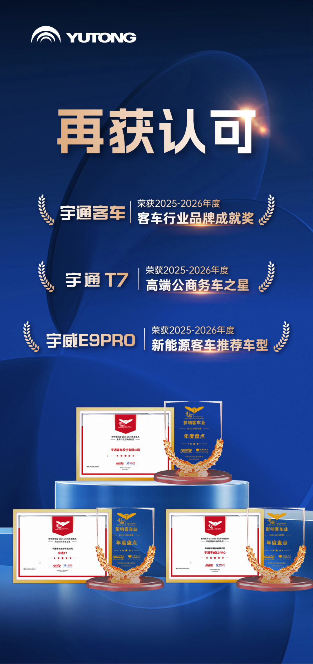 榮譽(yù)+3！宇通客車(chē)榮膺第二十屆影響客車(chē)業(yè)年度獎(jiǎng)項(xiàng)